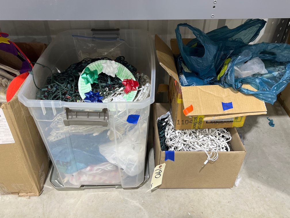 3 Boxes of String Lights & Plastic bin w/Lid