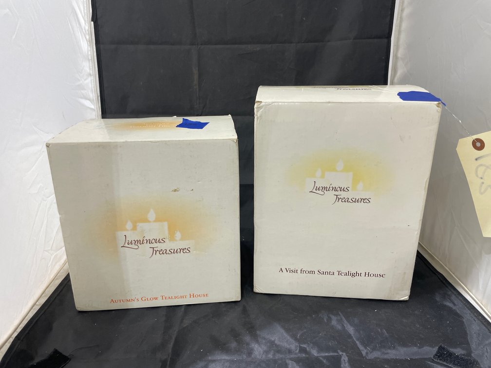 2 Pcs - Autumn Glow Tealight House & Santa Tealight House