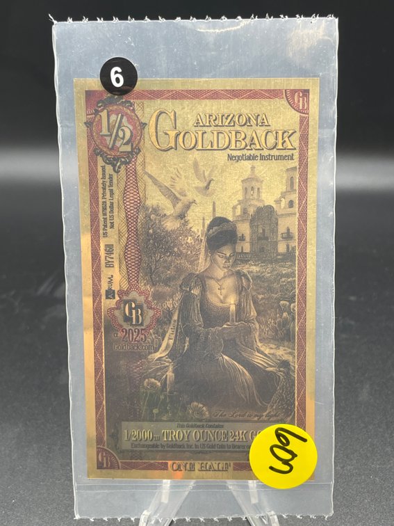 1/2 ARIZONA GOLDBACKS 24 K GOLD