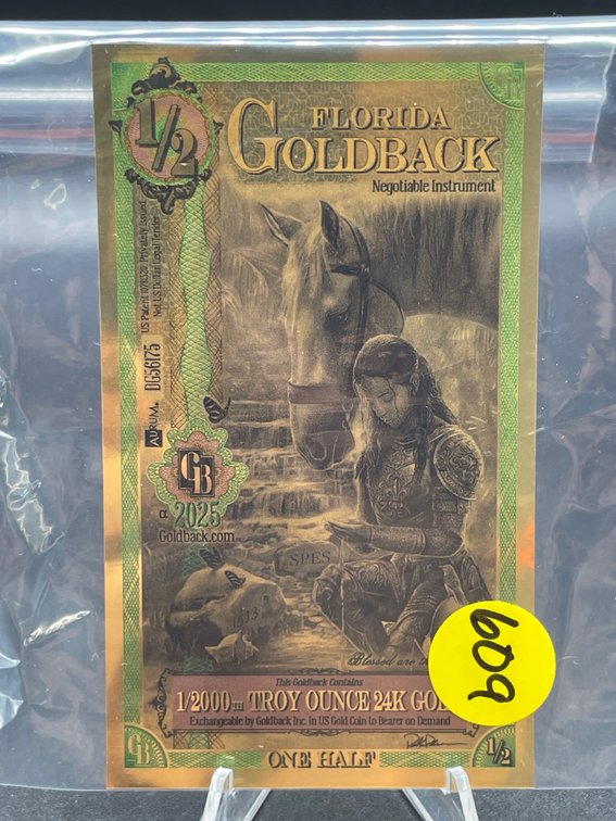 1/2 FLORIDA GOLDBACKS 24 K GOLD
