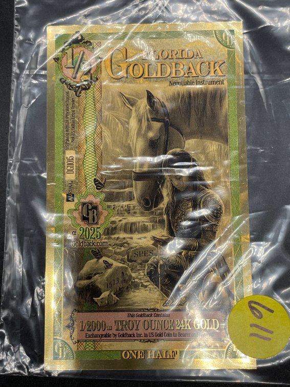 1/2 FLORIDA GOLDBACKS 24 K GOLD
