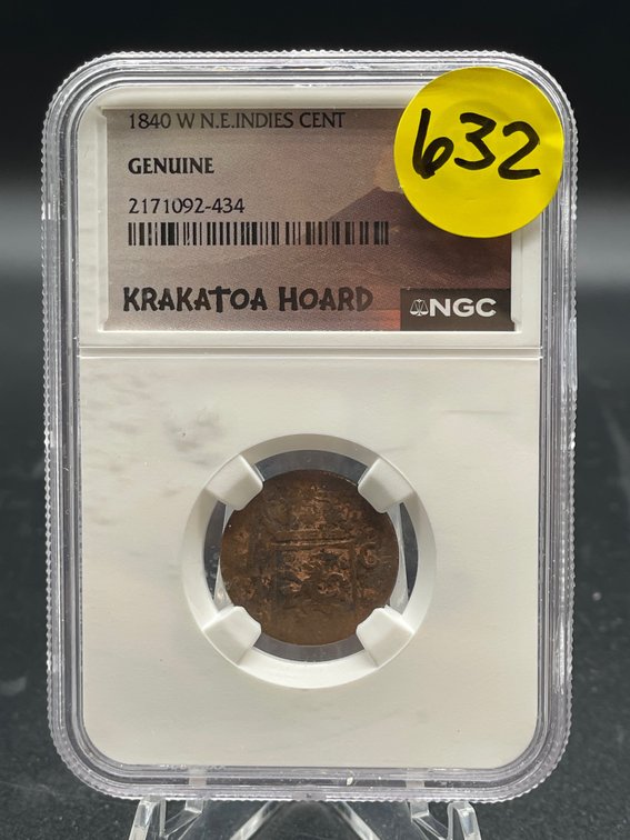 1840 W N. E.INDIES CENT GENUINE KRAKATOA HOARD NGC GRADED