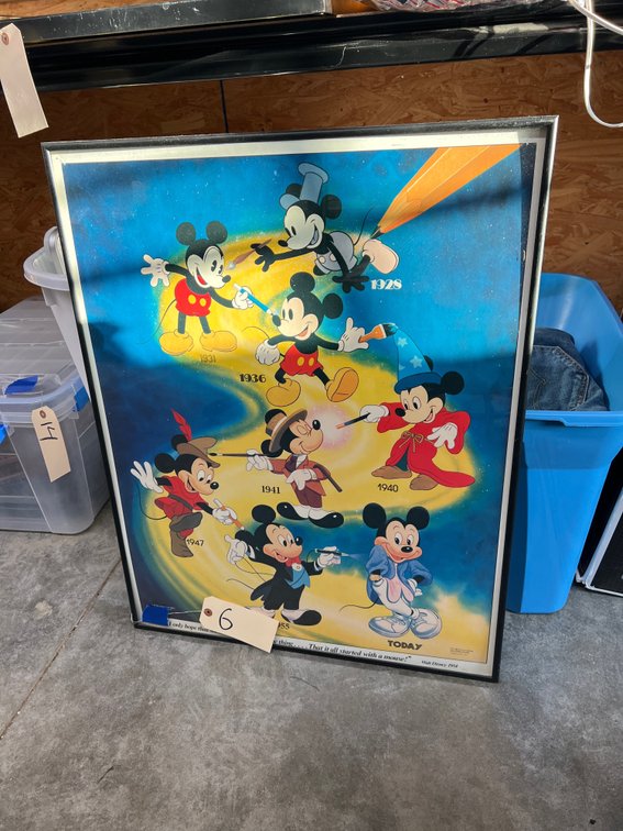 Framed Mickey Mouse "Through the Years" 28"x22"