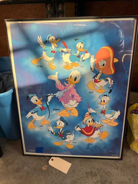 Framed Donald Duck "Through the Years" 28"x22"