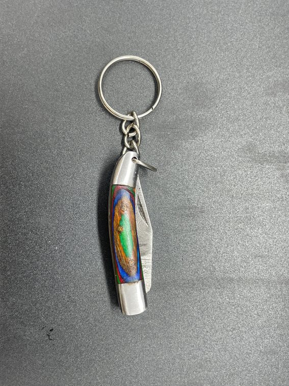 Folding Damascus Steel Keychain Knife