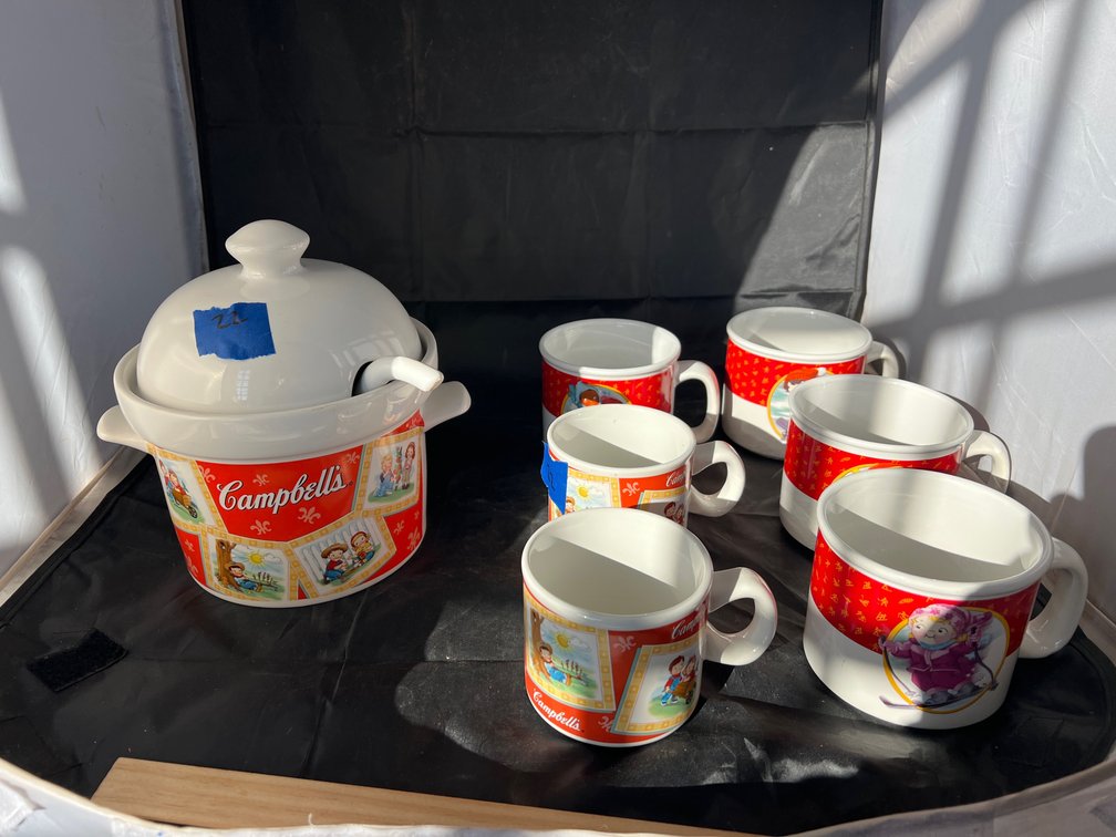 7 Pcs - Campbells Soup Mugs & Soup Tureen w/Ladle