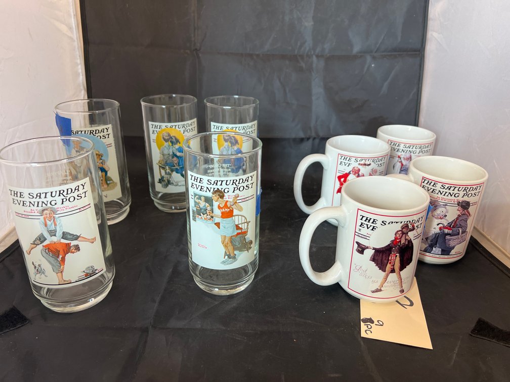 9 Pcs - Saturday Evening Post Mugs & Tumblers