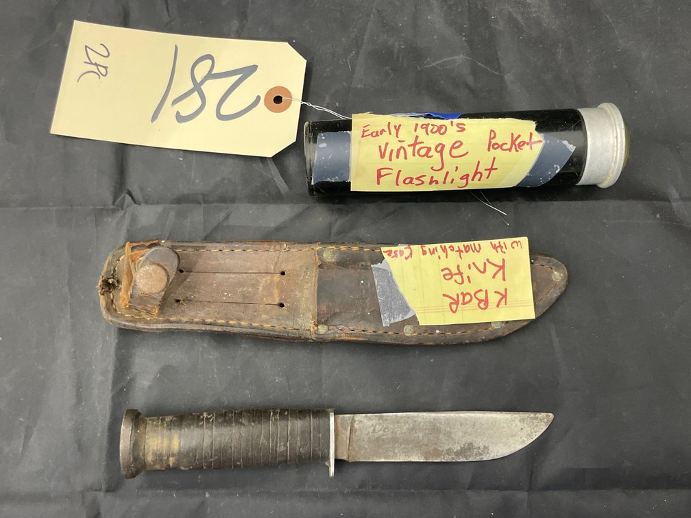 Kbar Knife w/Matching Sheath & Early 1900's Vintage Pocket Flashlight