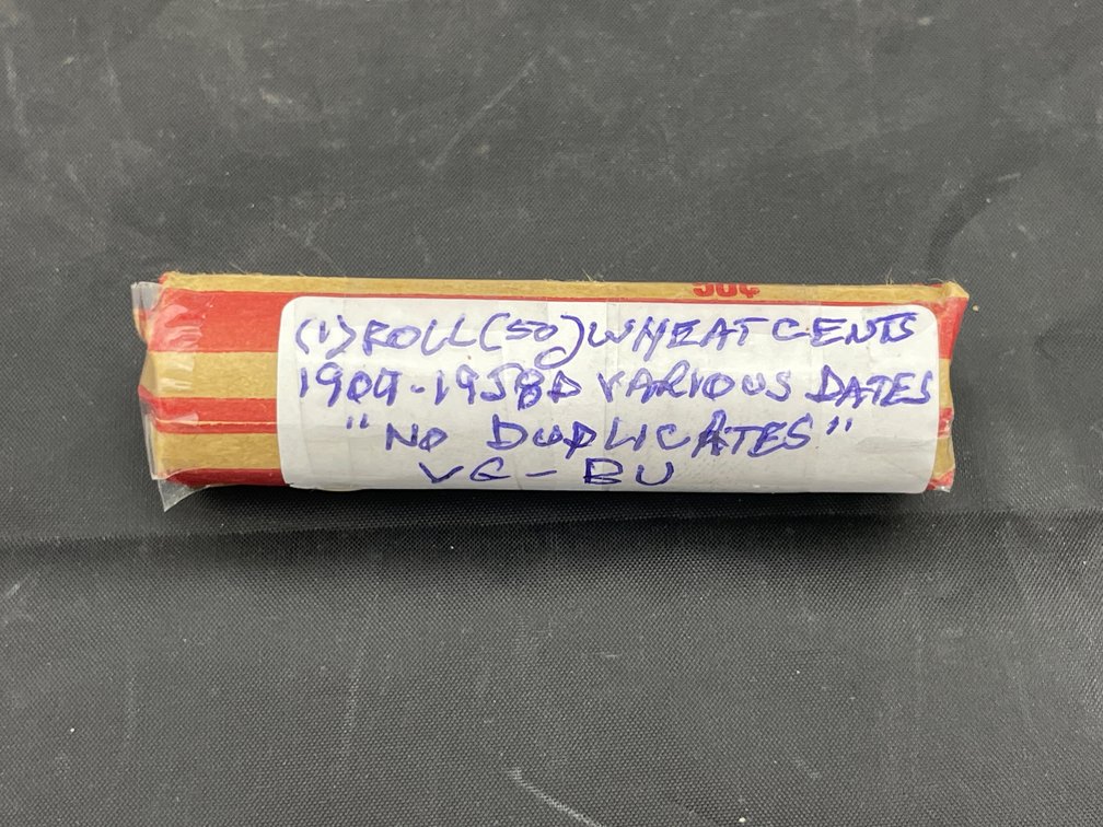 (1) Roll (50) Wheat Cents-VG-10-BU-1909-1958 D-Various Dates “No Duplicates”