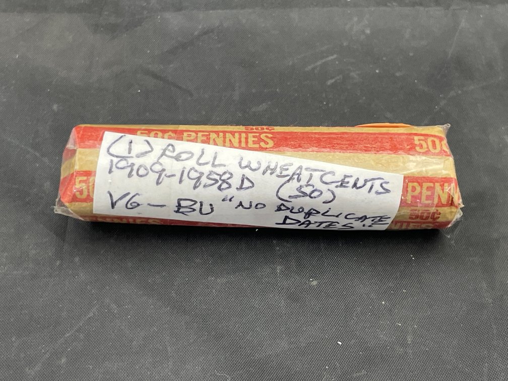 (1) Roll (50) Wheat Cents 1909-1958 D Various Dates “No Duplicates” VG-BU