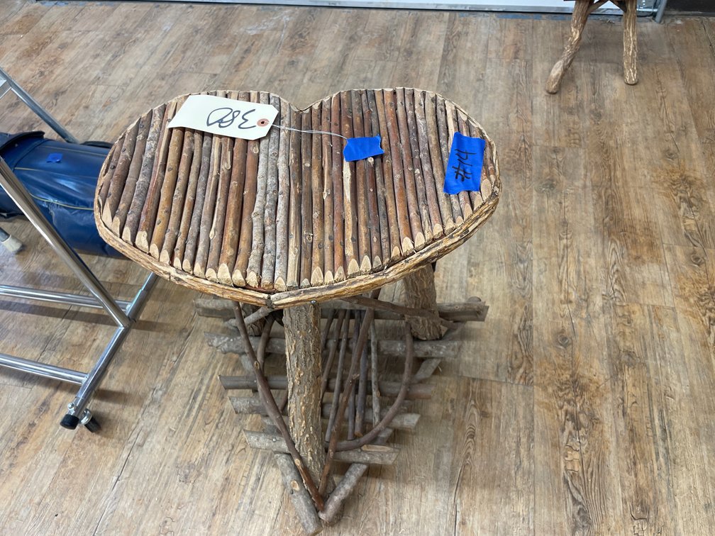 Rustic Wooden Heart Bar Stool 26"H
