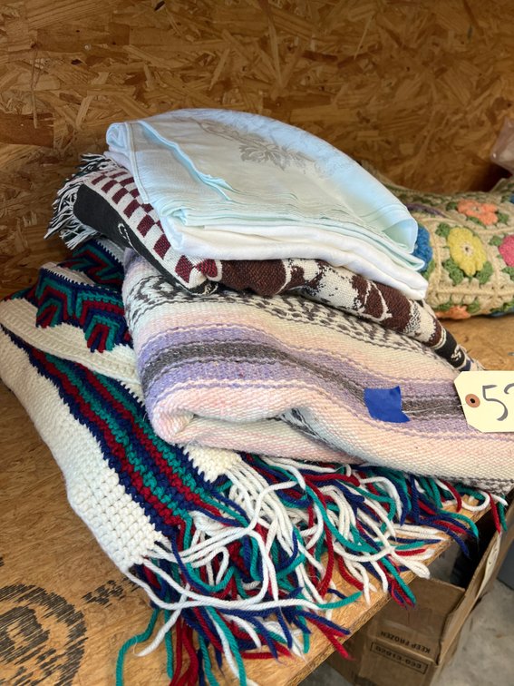 Pile of Blankets & Tablecloths