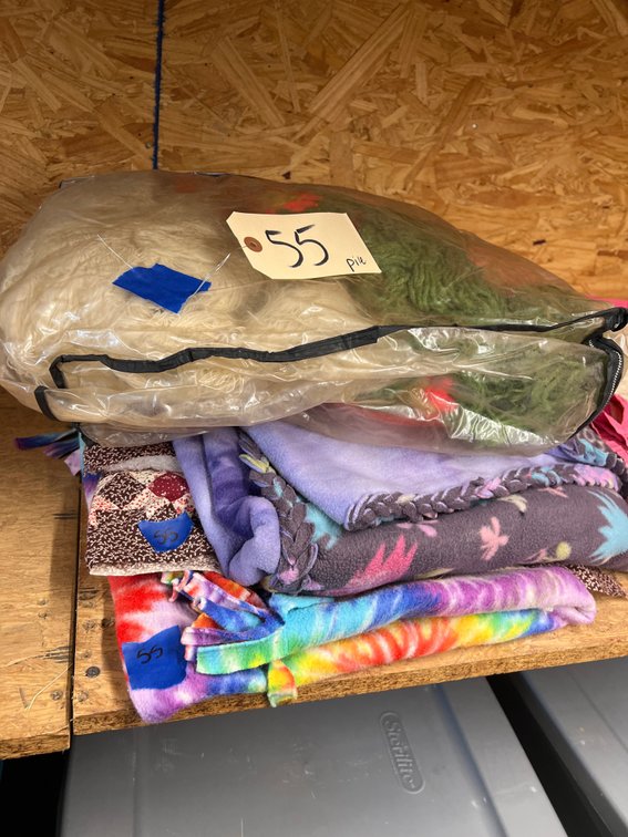 Stack of Quilt Top - Afghan - Crocheted Table Cover & More