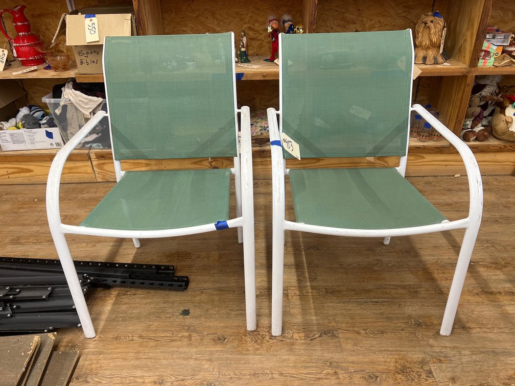 2 - Metal/Mesh Outdoor Chairs