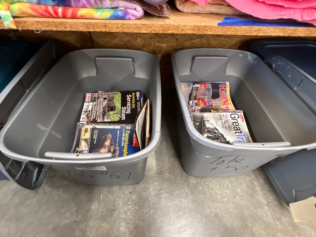 Military - Train  & Model Magazines in 2 Plastic Totes w/Lids