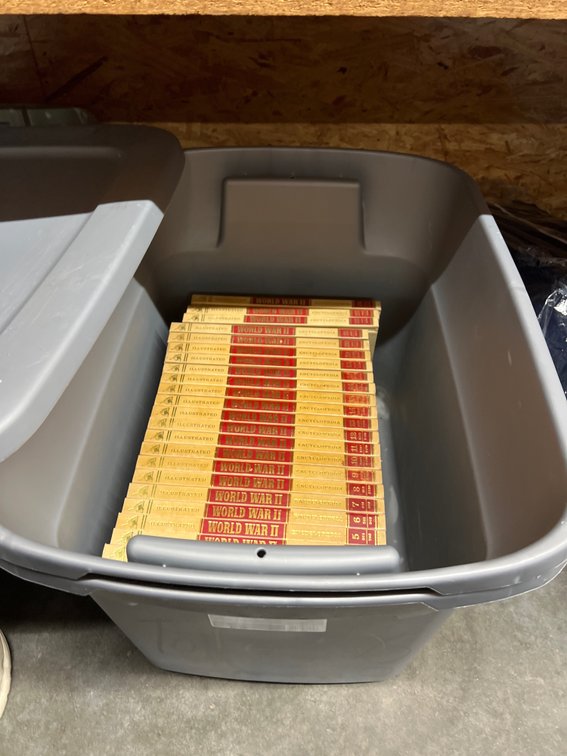 24 Book WWII Encyclopedia Collection in Plastic Bin w/Lid