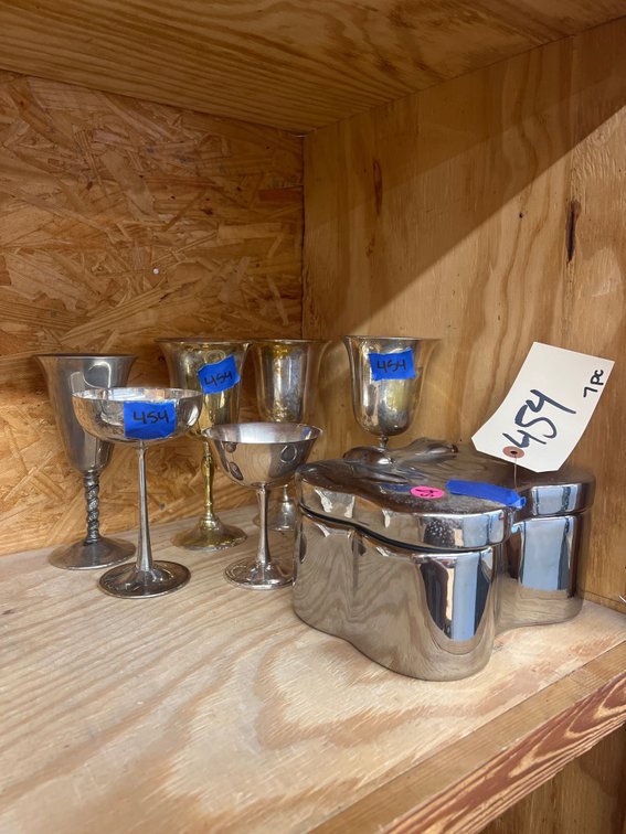 Silver Toned Stemware - Covered Dish