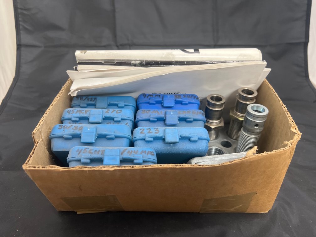 Box of Misc Dies 9mm 223 38 Spec & more