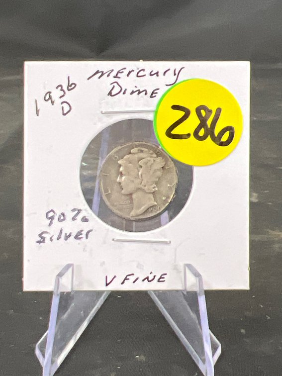 1936-D 90% Silver Mercury Dime Very Fine