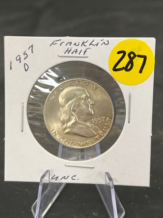 1957-D 90% Silver Franklin Half Dollar Uncirculated