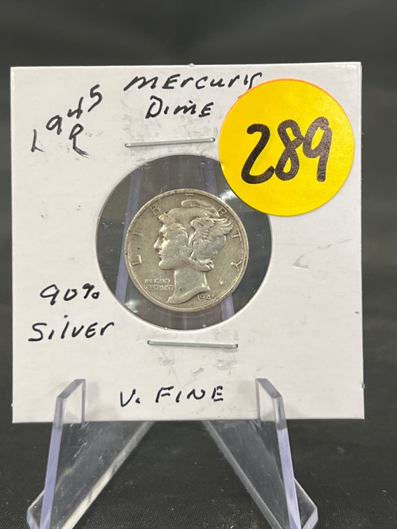 1945-P 90% Silver Mercury Dime Very Fine