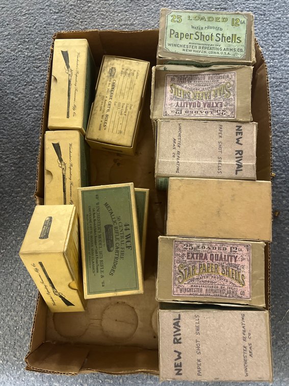Box of Vintage Paper Shot Shell Boxes