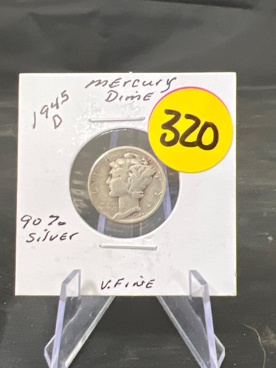 1945-D 90% Silver Mercury Dime Very Fine