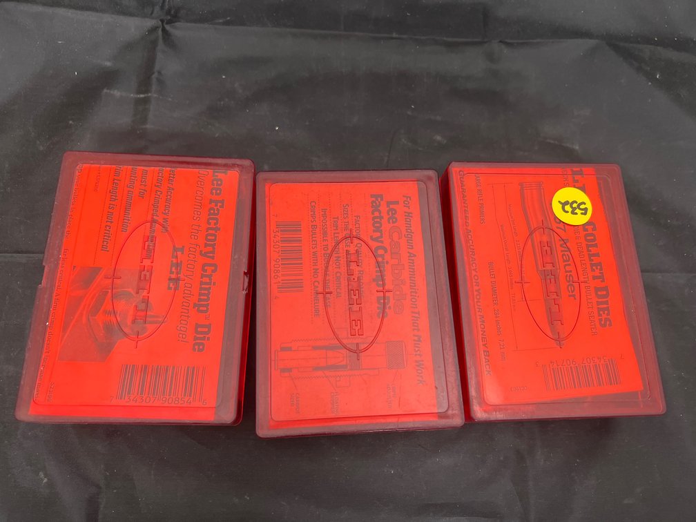 3 Pcs - 2 Empty Die Boxes & Assorted Reloading Supplies