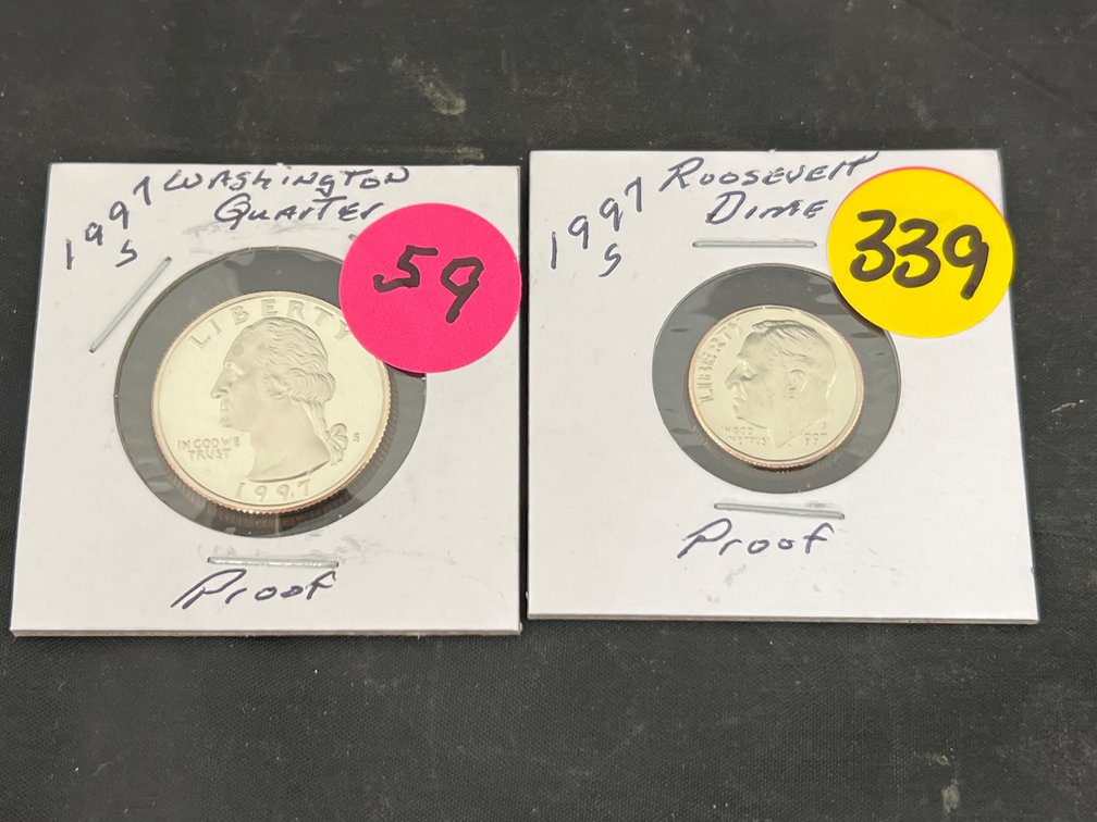 1997-S Proofs Roosevelt Dime and 1997-S Proof Quarter