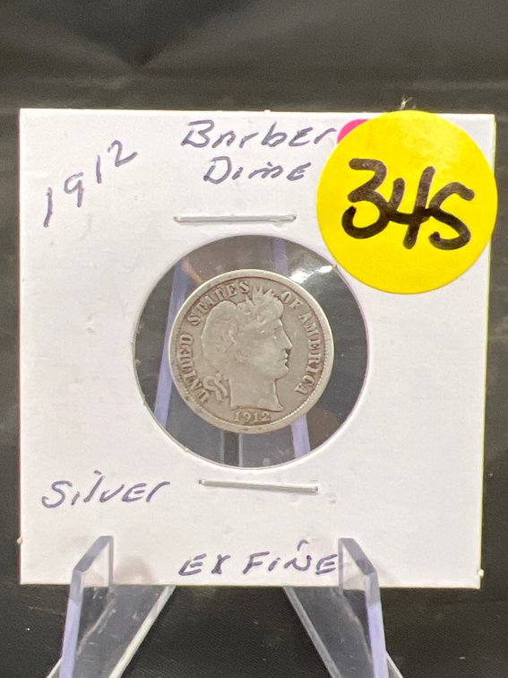 1912 Barber Dime Silver Ex Fine