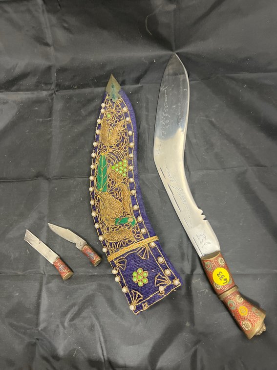Curved Blade Knife Set from India w/Decorative Sheath
