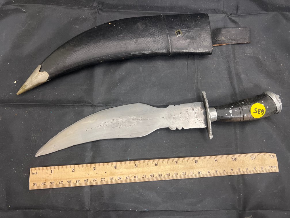 Curved Blade Knife from India w/Plastic Sheath