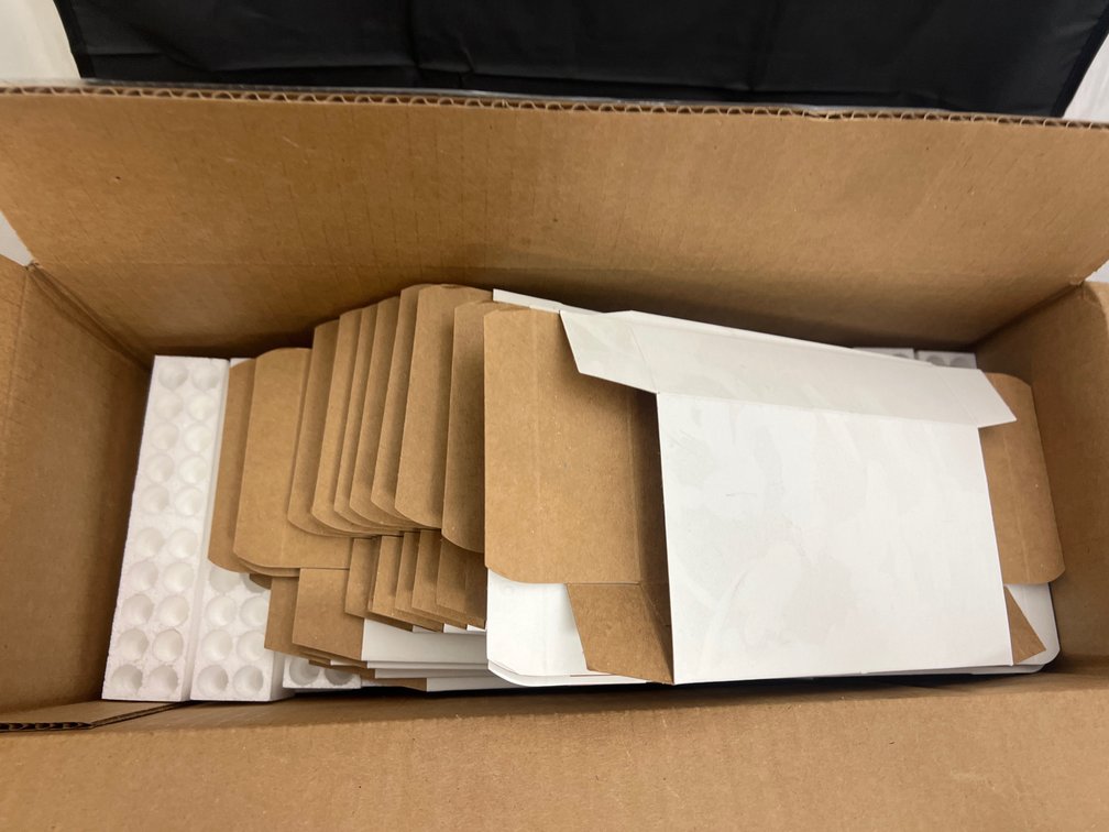 Box of Empty Cardboard Boxes - Styrofoam Holders