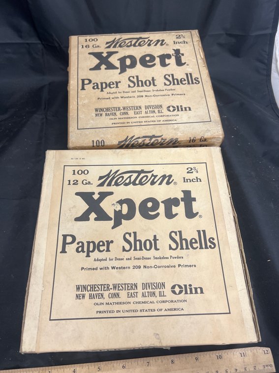 2 Pcs - Empty Western Xpert Paper Box 12 Gauge & 16 Gauge Ammo