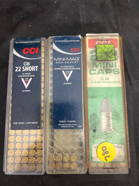 3 Pcs - CCI 22 Short Full Box Ammo - CCI 22 Mini Caps Partial Box &