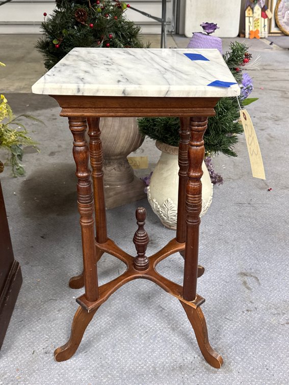 Wood/Marble Table 14"L x 14"W x 29"H