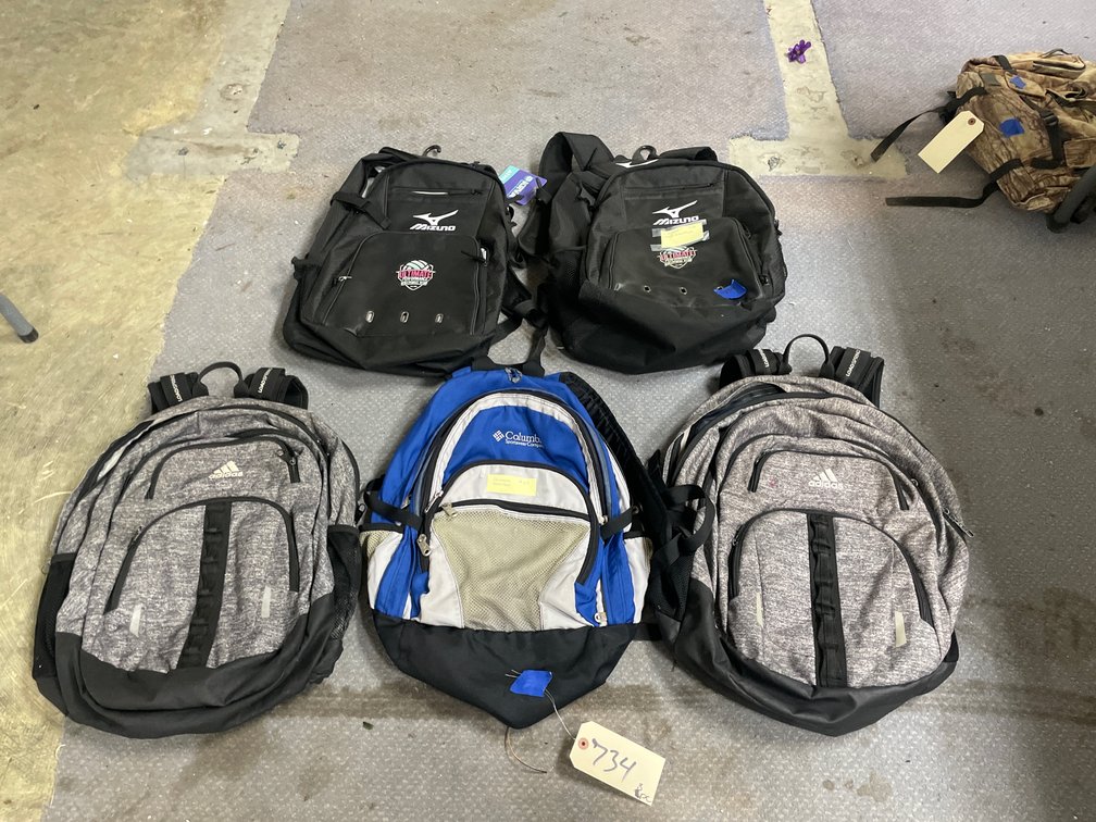 4 Pcs - 2 Mizuno Sports Backpacks - Columbia & Adidas Bags