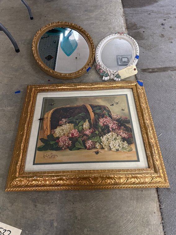 3 Pcs - 2 Framed Wall Mirrors & Framed Print