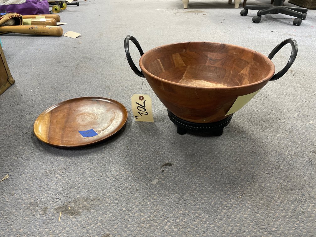 3 Pcs - Walnut Bowl w/Stand - Handmade Myrtle Wood Tray