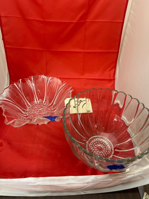 2 Pcs - Clear Glass Punch Bowl & Serving Bowl