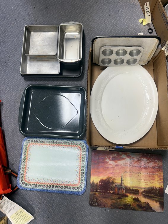 Assorted Kitchen Bakeware - Baking Sheets - Cutting Board & More