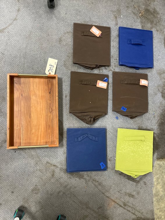 Collapsible Fabric Baskets & Wood Tray