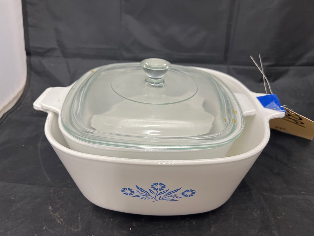 3 Pcs - Corningware Blue Cornflower Casserole Dishes & 1 Lid