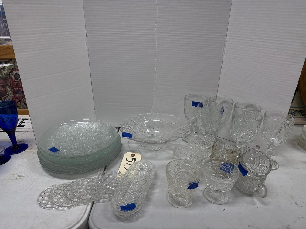 Clear Glass Plates - Footed Bowl - Stemware - Cups