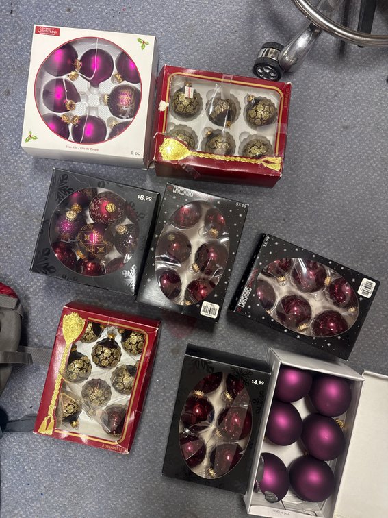 Box of Assorted Christmas Ornaments