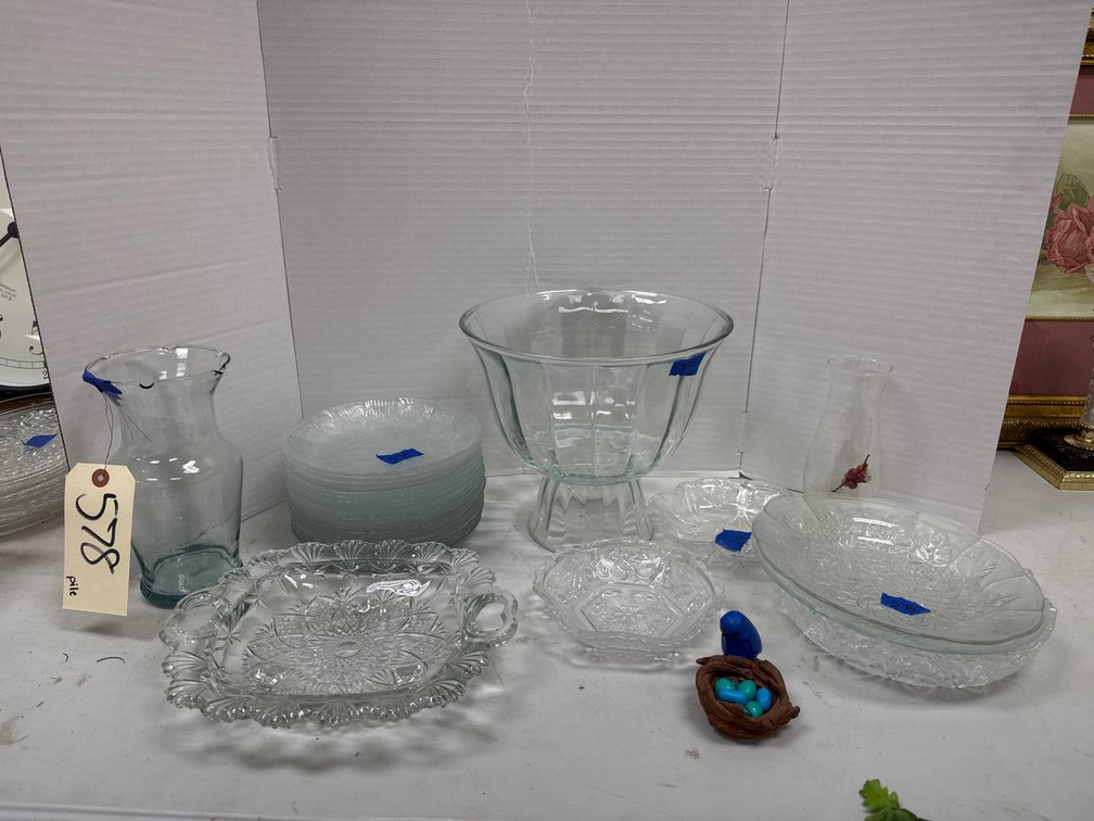 Crystal Compote - Vase - Clear Glass Plates