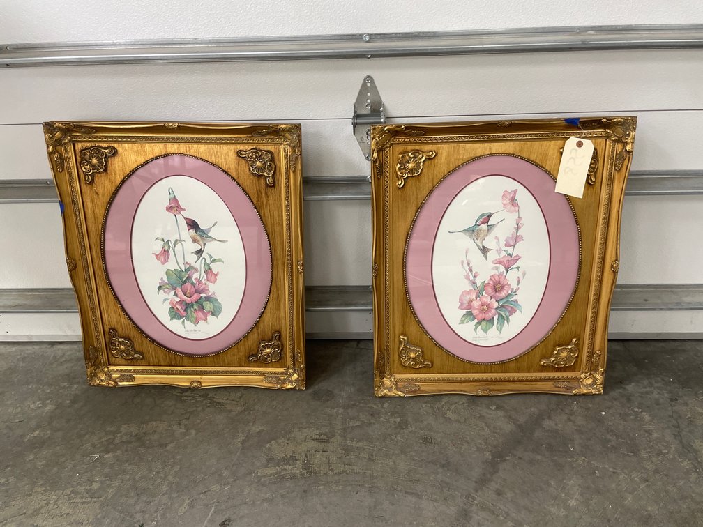 2 Pcs - Framed Wall Art by Evelyn Wright #'d Prints 21"x25"