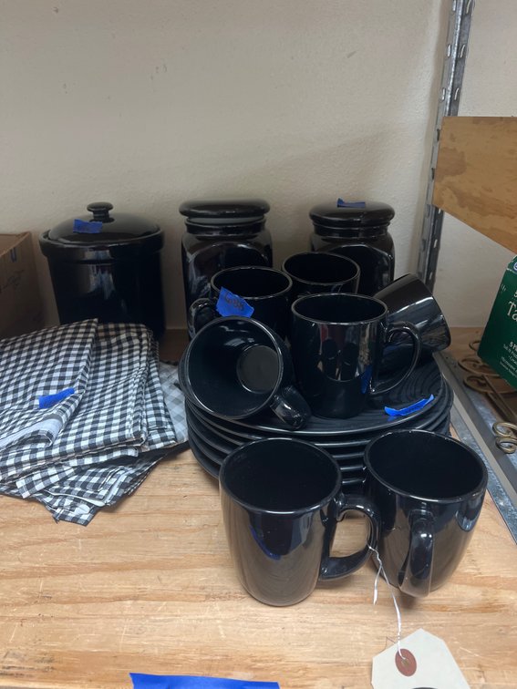 Black Corelle Stoneware Plates - Mugs - Canisters - Table
