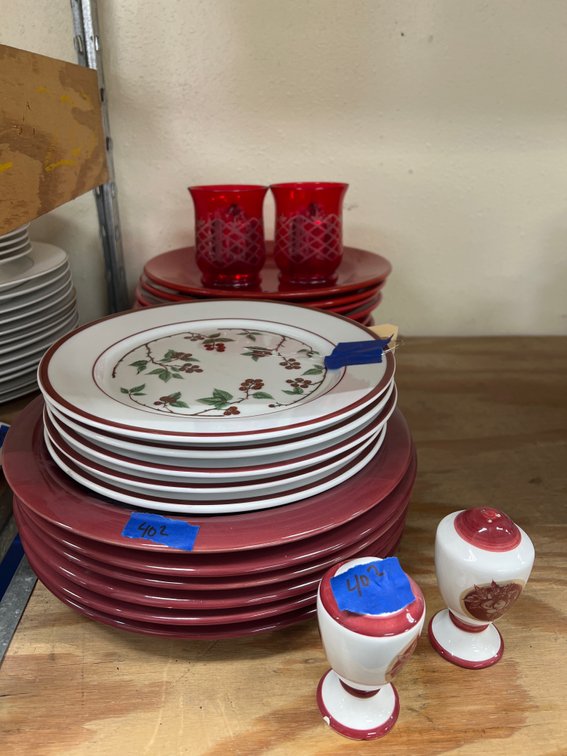 Gibson Plates - Red Cut to Clear Candle Holders - Pier One
