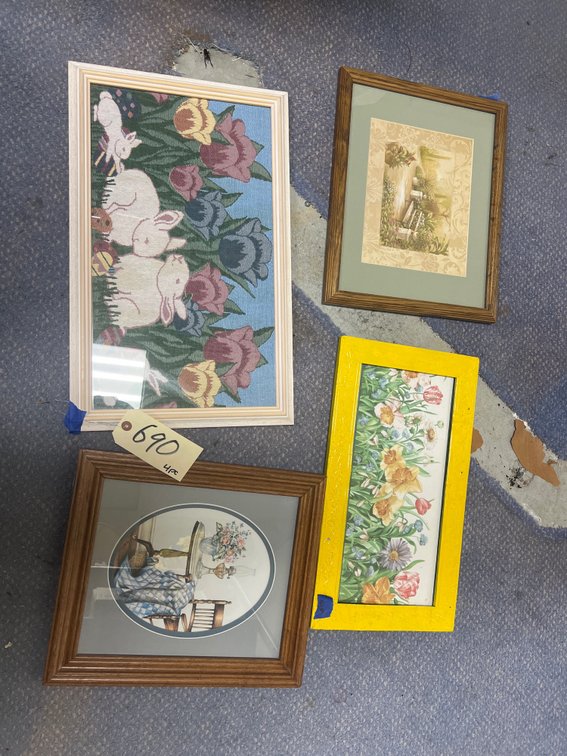 4 Pcs - Framed Wall Decor 21"x13" & smaller